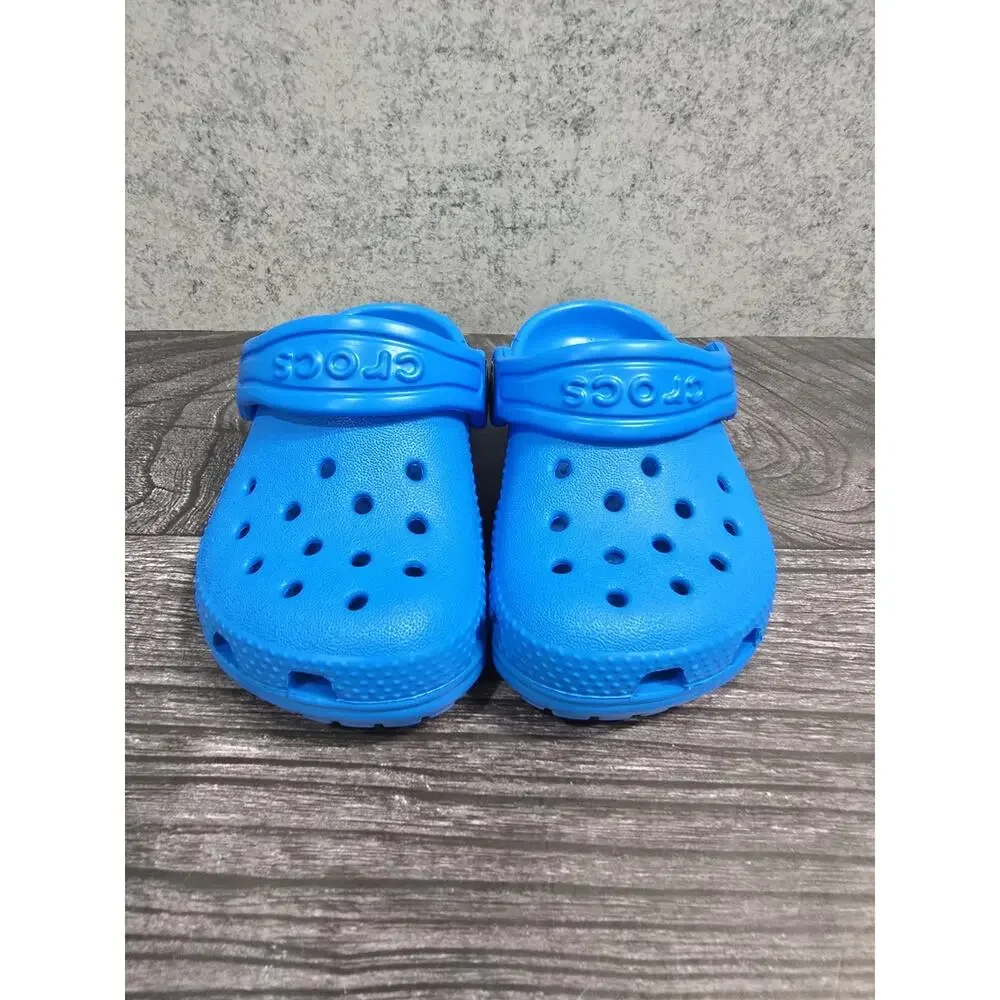 Crocs Classic Clog Unisex Kids Blue Slip-On Strap US C4 toddler FREE CHARM!